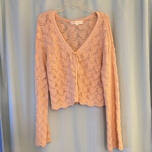 Sugar Moon Women's Knit Open Front‎ Long sleeve boho cottage core Sweater, XL